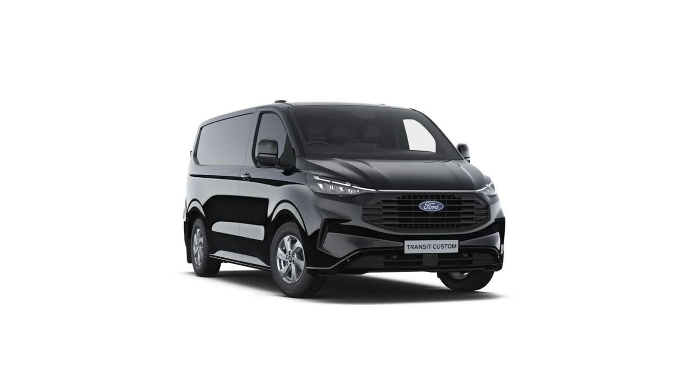 Agate Black Ford Transit Custom Limited L1 Panel Van diesel, front three-quarter view