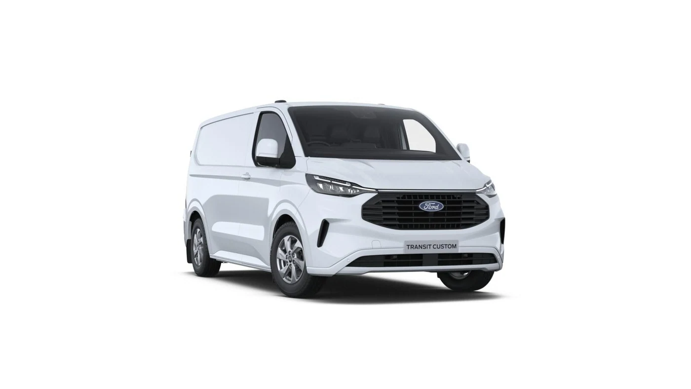 Frozen White Ford Transit Custom Limited L1 Panel Van diesel, front three-quarter view