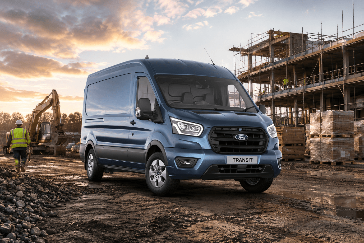 Ford Transit on a construction site